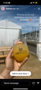Gindulgence peach and passionfruit martini outdoors