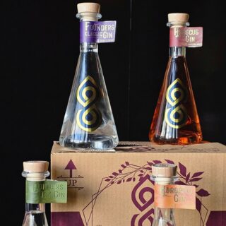 Four bottles of No8 Gin displayed