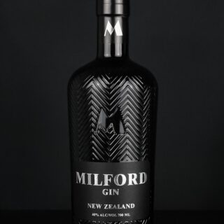 Bottle of black Milford Gin